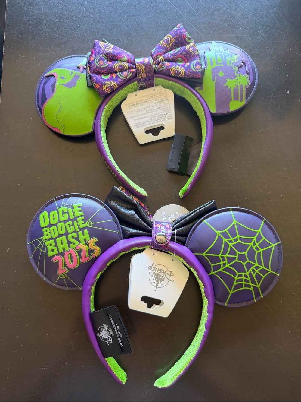 Set of 2 Oogie Boogie Bash Minnie Ears Headband - bow can be removed - glow